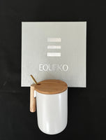 Equeko Ceramic Mug with Wooden Lid and Gold Spoon