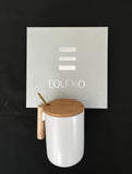 Equeko Ceramic Mug with Wooden Lid and Gold Spoon